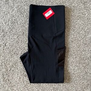 NWT Spanx Leggings with Faux Leather Trim